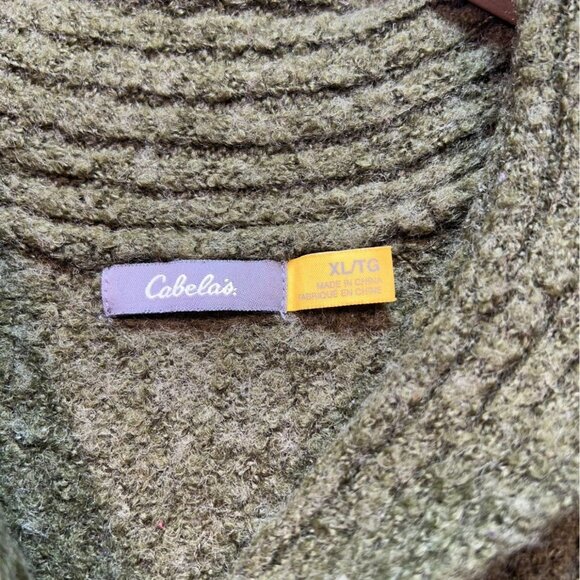 Cabelas Mens Pullover Sweater Size XL Green Knit Shawl Collar Wool Blend - Picture 2 of 13